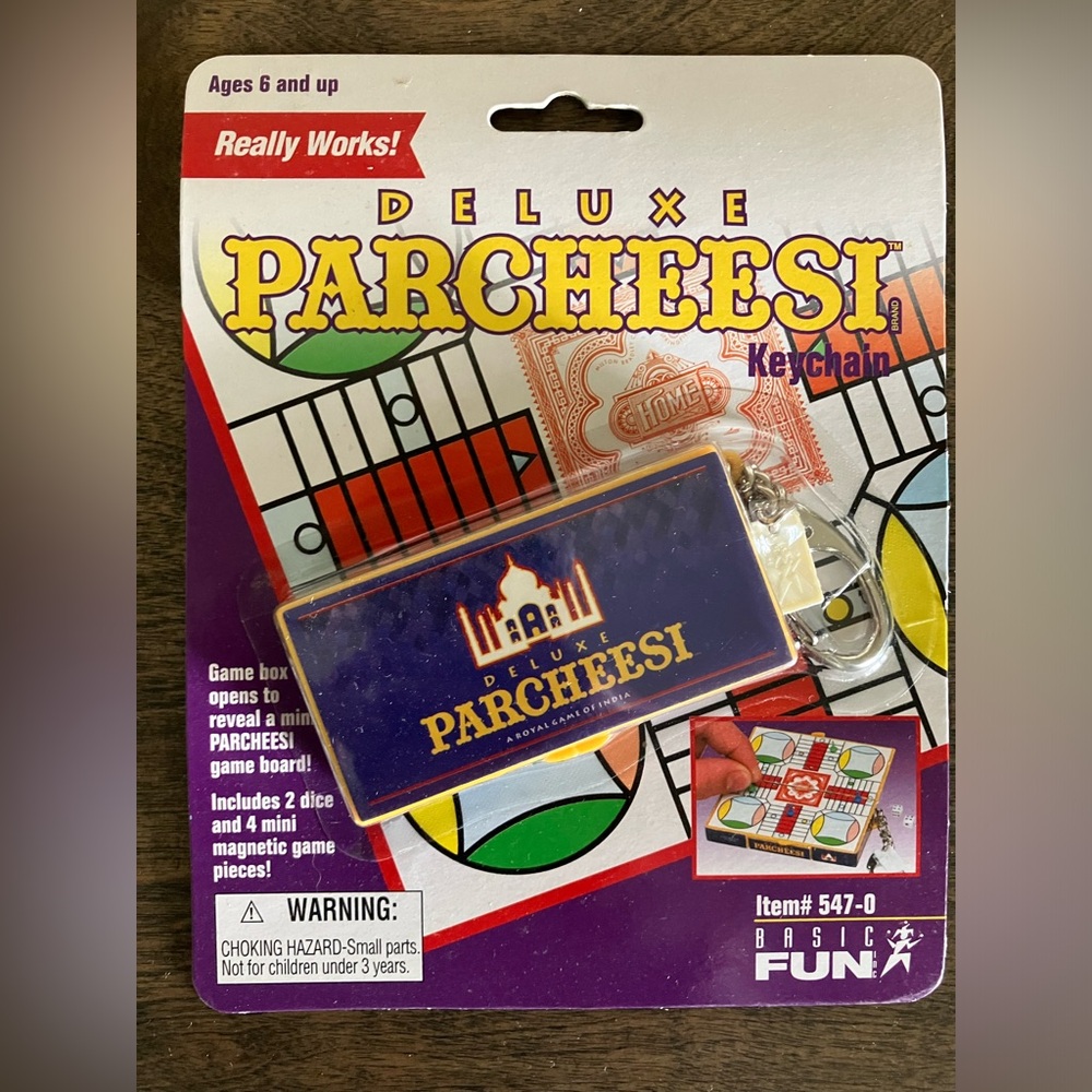 Vintage Parcheesi Miniature Game Keychain Basic Fun